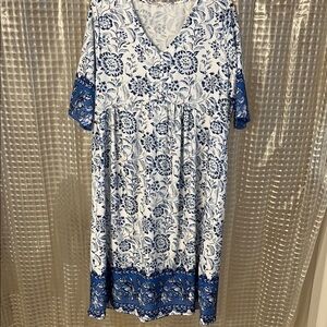 Blue and White Floral Midi Sundress